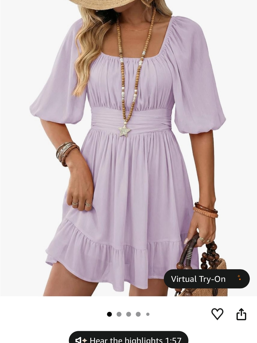 Lilac Chiffon Dress with Ruffle Hem